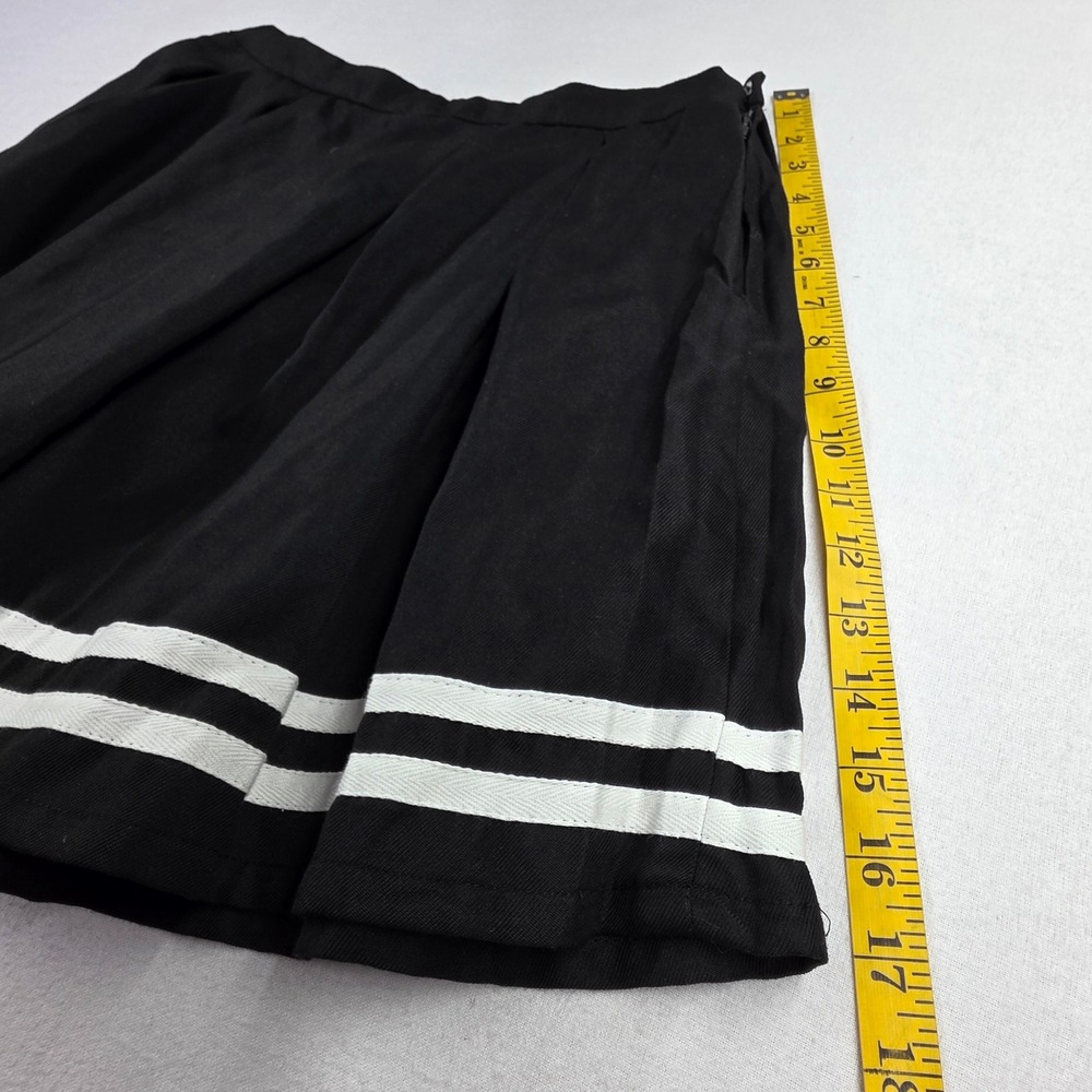 Hot Topic Black Pleated Mini Skirt White Stripes Schoolgirl Goth 11155334 LG - Picture 3 of 10